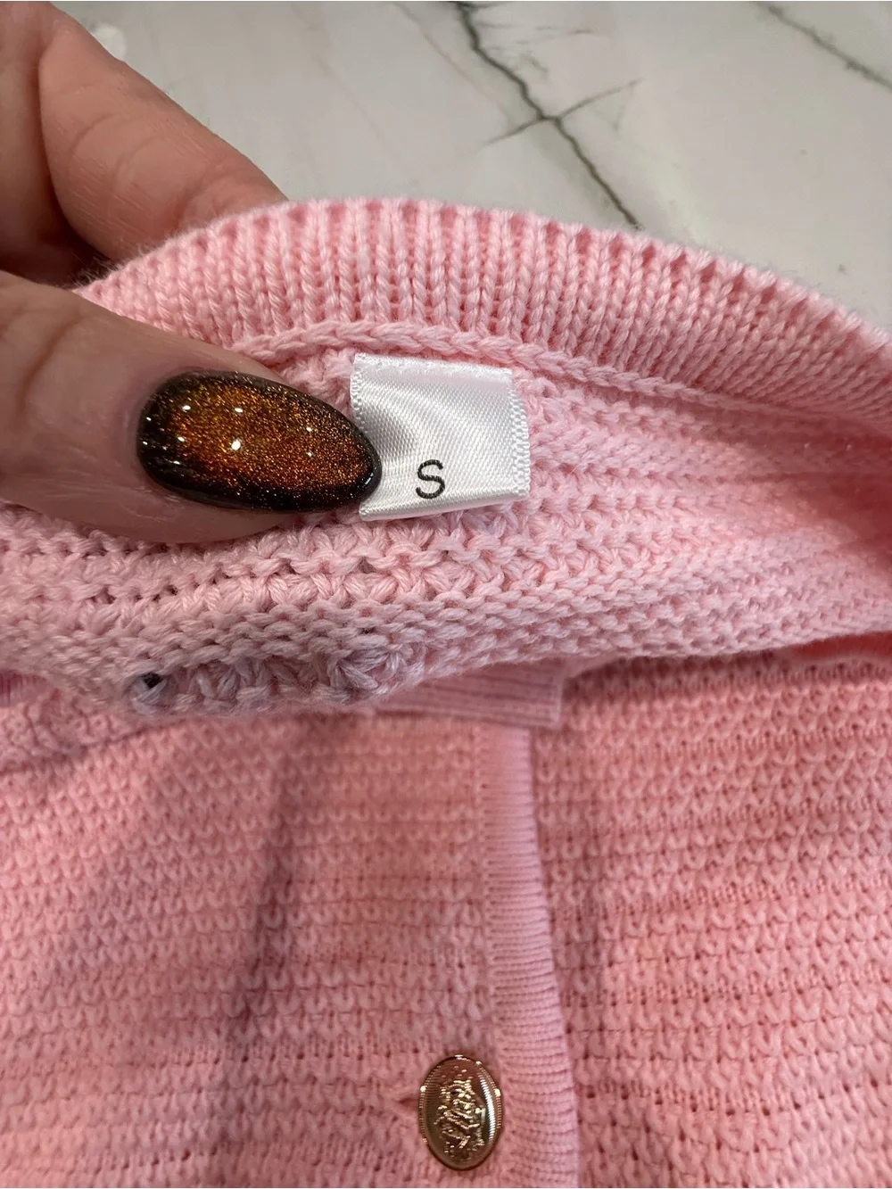 Pink Women’s Knit Button-Up Sweater Cardigan